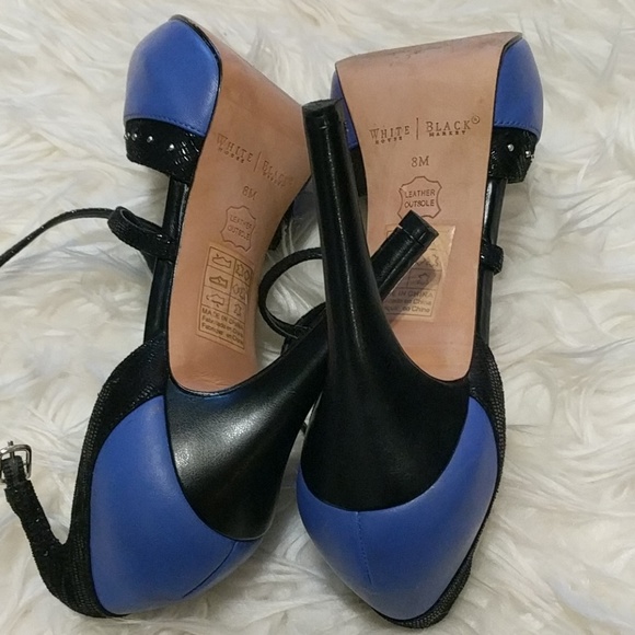 WHBM Peeptoe Heels Periwinkle & Black 8 ! - Picture 7 of 8